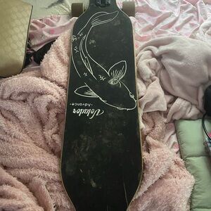 Black Longboard with Fish Design